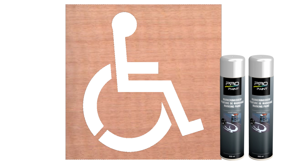 Spuitmallen sjabloon (wegmarkering) - Wegmarkering spuitmal rolstoel logo traffictotaal.nl