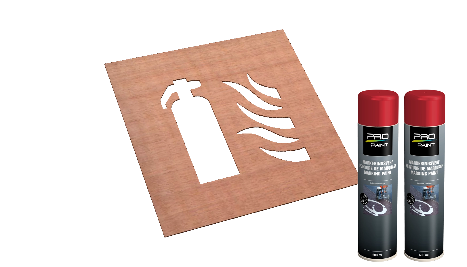 Spuitmallen sjabloon (wegmarkering) - pictogram-brandblusser-markering-wegenverf