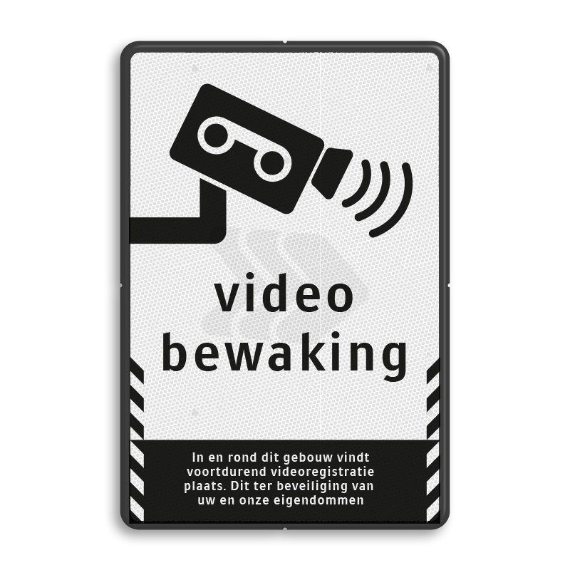 Video en camerabewaking - standaard-informatiebord-videobewaking-met-pictogram-en-tekst