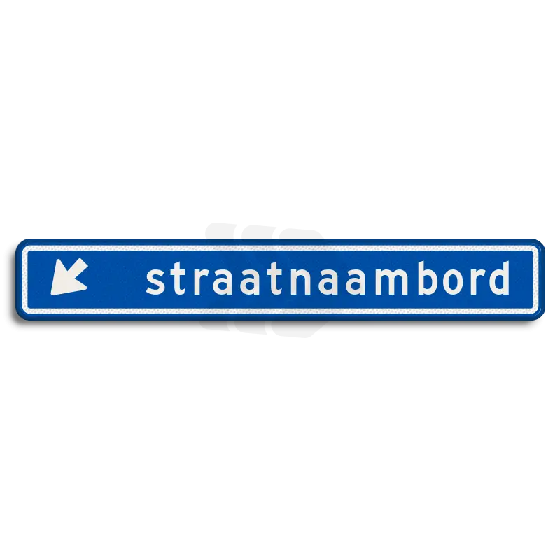 Straatnaamborden - straatnaambord-18-karakters-1000x150-mm-met-pijl naar beneden links-nen-1772-Traffictotaal.nl