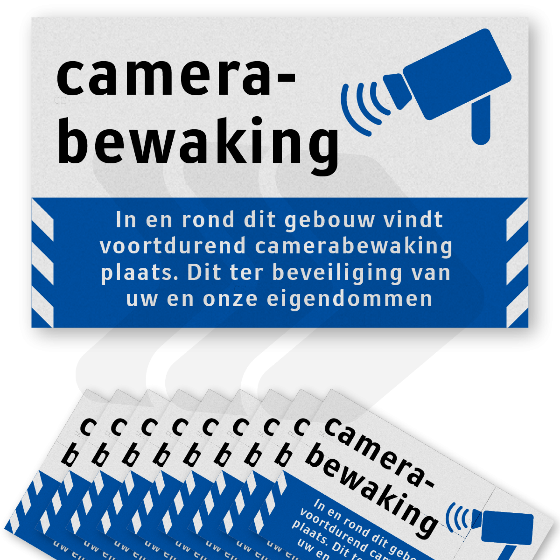 Video en camerabewaking - set-camerabewaking-raamstickers-met-pictogram-en-tekst-10-stuks-bp06