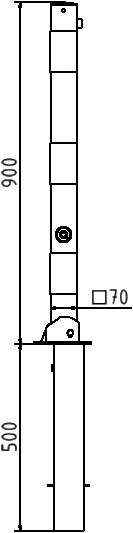 Parkeerpalen - Afzetpaal-neerklapbaar-en-uitneembaar-driekantsslot-70x70mm-tekening