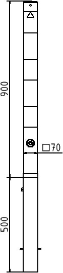 Parkeerpalen - Afzetpaal-uitneembaar-70x70mm-zonder-kettingoog-tekening