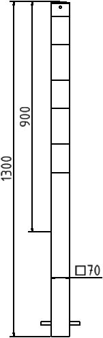 Parkeerpalen - Afzetpaal-vierkant-70x70mm-grondanker-zonder-oog-tekening