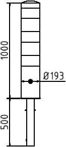 Parkeerpalen - Rampaal-100cm-met-driekantsslot-uitneembaar-tekening