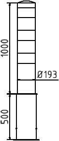 Parkeerpalen - Rampaal-150cm-193mm-uitneembaar-tekening