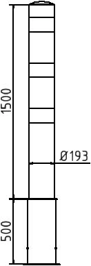 Parkeerpalen - Rampaal-200cm-193mm-uitneembaar-tekening