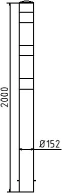 Parkeerpalen - Rampaal-rood-wit-200cm-152mm-tekening