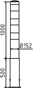 Parkeerpalen - Rampaal-rood-wit-uitneembaar-150cm-tekening