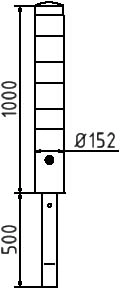 Parkeerpalen - Uitneembare-rampaal-vierkante-grondhuls-150cm-met-driekantsslot-tekening