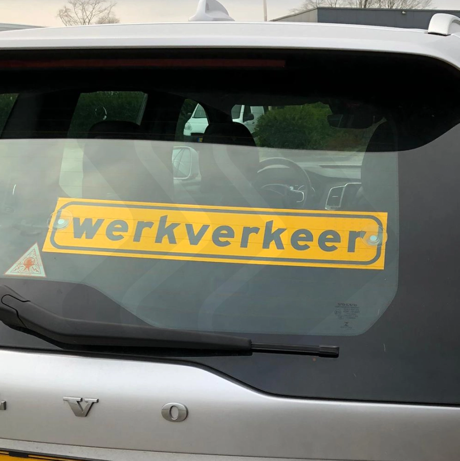 Werkverkeer - werkverkeer-zuignap-bord-500x100mm-reflecterend-voorbeeld